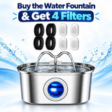 3.2L Stainless Steel Cat Water Fountain – Continuous Flow Pet Drinking Fountain with Water Level Window