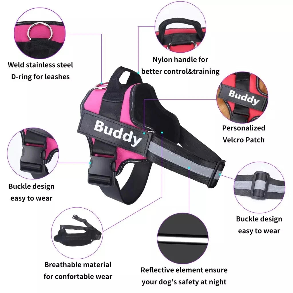 Personalized Dog Harness no PULL Reflective — detail view for dogs