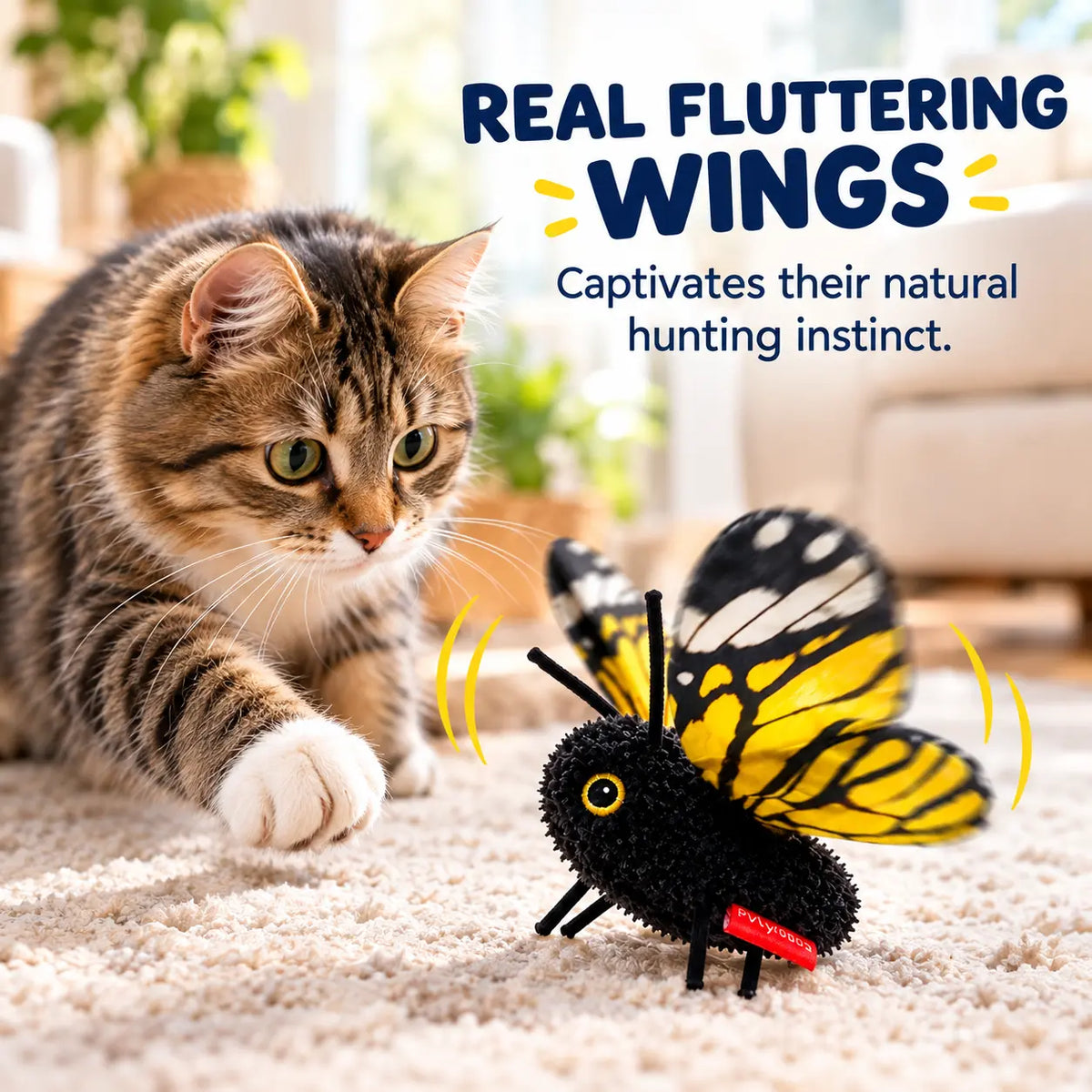 Interactive Butterfly Cat Toy – Rechargeable Fluttering Wings, 3-Pack
