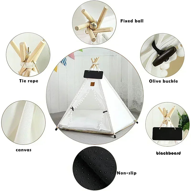 pet tent bed for dogs and cats — close-up of materials
