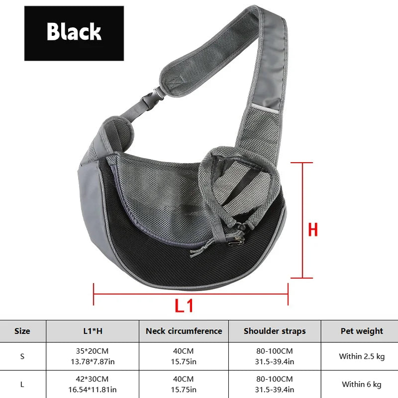 Hands-Free Pet Sling Carrier for Small Dogs & Cats – Breathable Mesh Crossbody Travel Bag