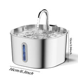 2.2L Automatic Cat Water Fountain Square Stainless Steel Pet Water Feeder Dog Water Fountain with Window（No 5V 1A Plug） — imagem 3