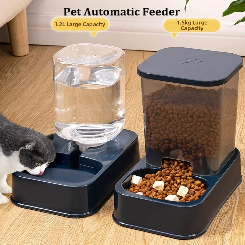 1.2L/1.5L Pet Automatic Feeder Plastic Large Capacity Cat Dog Water Dispenser Feeder Set 3 Colors 2 Styles — imagem 1