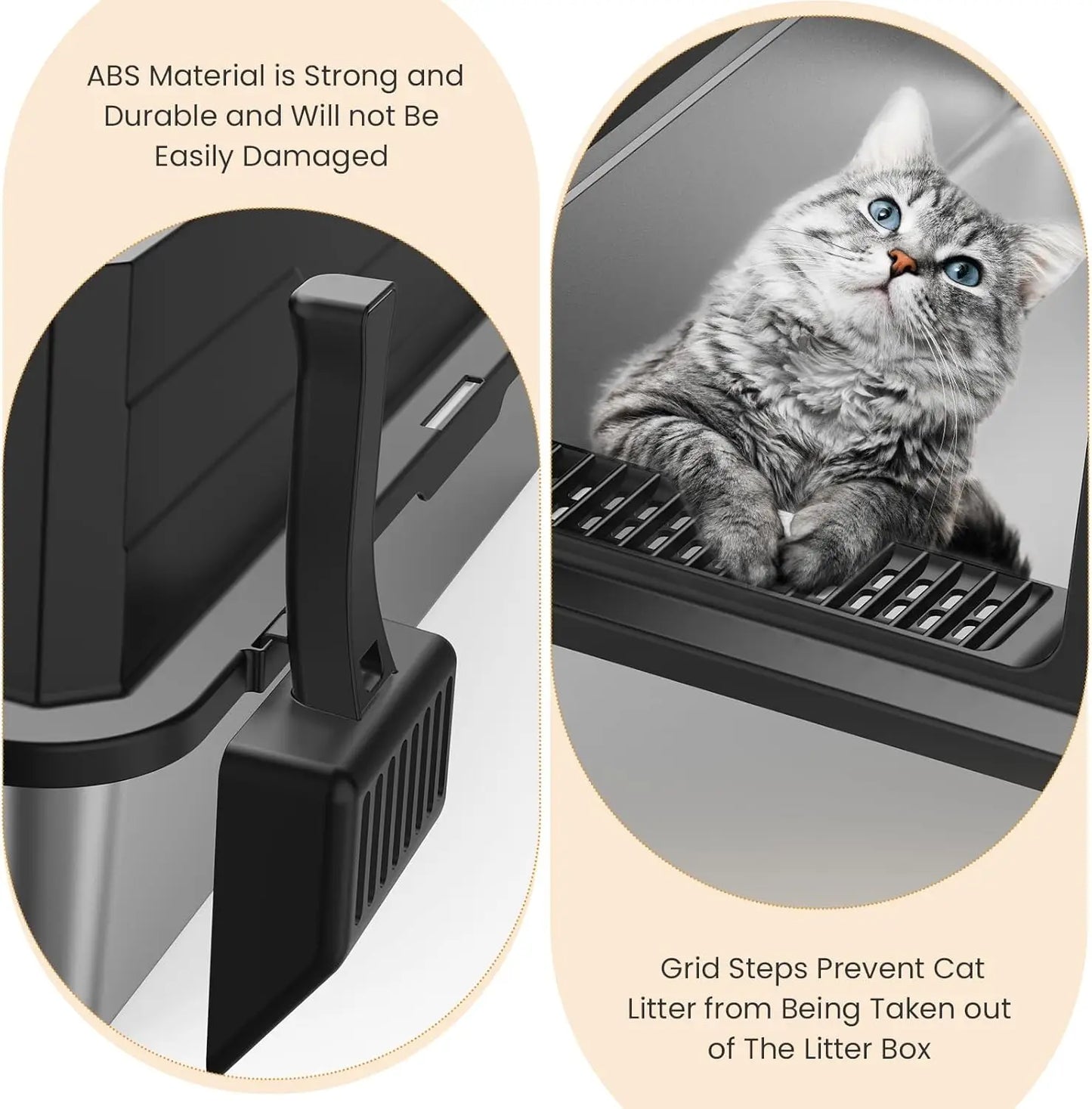 XXXL Stainless Steel Litter Box Extra Large 28" — in-use context for cats