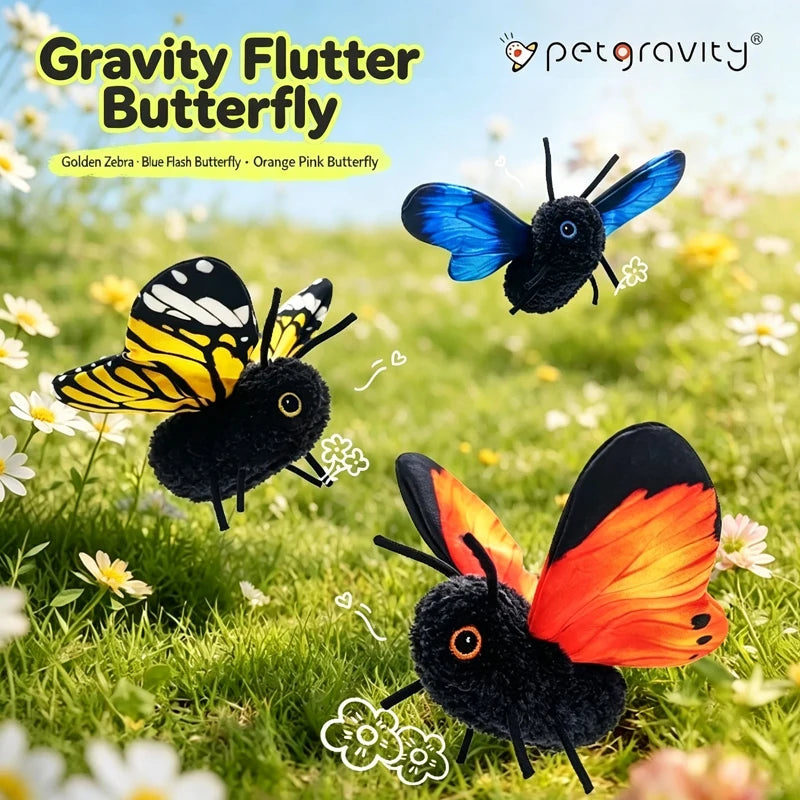 Interactive Butterfly Cat Toy – Rechargeable Fluttering Wings, 3-Pack