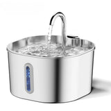 2.2L Automatic Cat Water Fountain Square Stainless Steel Pet Water Feeder Dog Water Fountain with Window（No 5V 1A Plug） — imagem 1