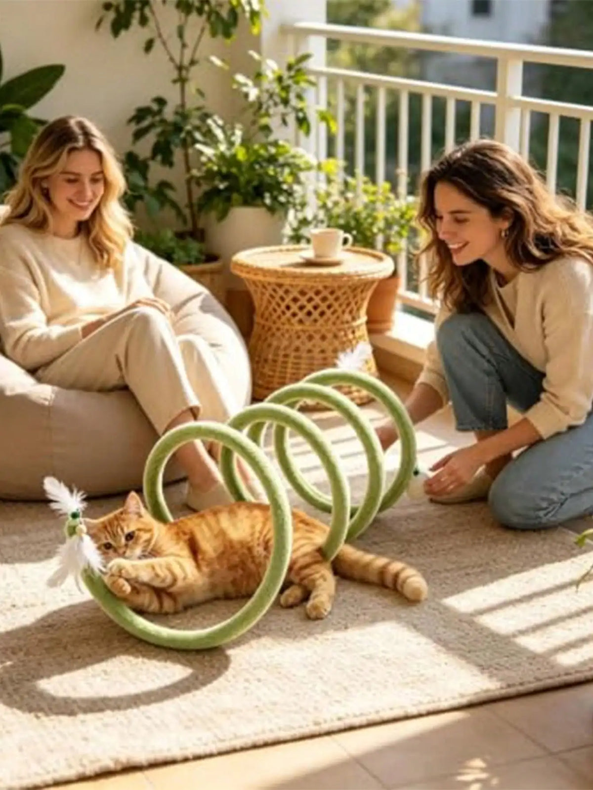 Flexible Spiral Cat Tunnel Toy with Bell – Foldable Interactive Cat Toy for Indoor Exercise & Self-Play