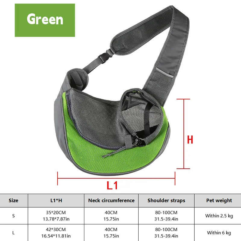 Hands-Free Pet Sling Carrier for Small Dogs & Cats – Breathable Mesh Crossbody Travel Bag
