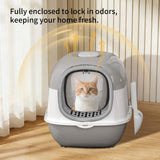 Switchable Open/Semi-Enclosed Cat Litter Box, Extra Large Jumbo Size for Multi-Cat Households, Splash-Proof and Anti-Tracking, Dual-Mode Over-the-Top Litter Pan, Low-Entry for Easy Cleaning，Suitable for cats of different sizes — imagem 3