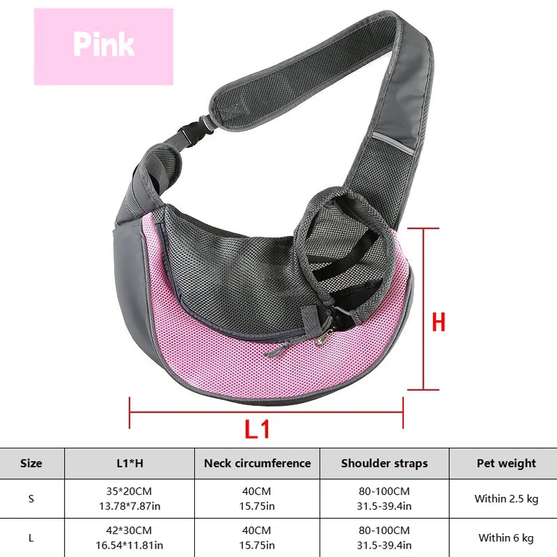 Hands-Free Pet Sling Carrier for Small Dogs & Cats – Breathable Mesh Crossbody Travel Bag