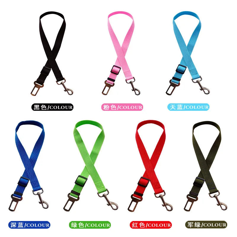 Adjustable Dogs Accessoires Pet Cat Dog Car Seat Belt Pet Seat Vehicle Dog Harness Lead Clip Safety Lever Traction Dog Collars — imagem 4