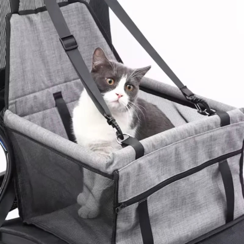 Dog Car Seat Cover Foldable Hammock Pet Harness — detail view for dogs and cats