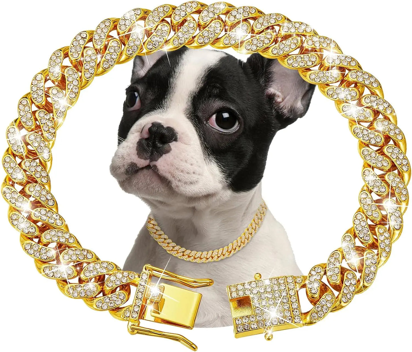 Dog Chain Collar Luxury Gold Pet Metal Chain — alternate color or size view for dogs