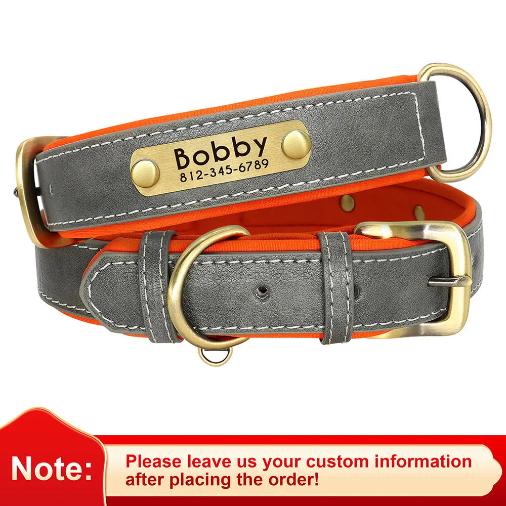 Customized pu Leather Nameplate Dog Collar Soft — alternate color or size view for dogs
