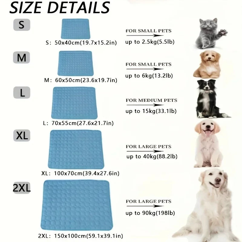 Summer Pet Ice Pad Cool Sleeping Mat Breathable — detail view for dogs and cats