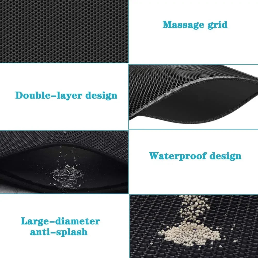 Cat Litter Mat With Gift Double Layer Waterproof — in-use context for cats