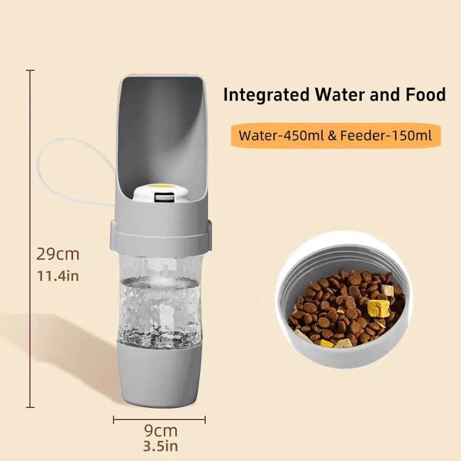 Portable Dog Cat Water Bottle with Storage Food and Water Container for Puppy Pets dogs Feeder Bowl Outdoor Travel Pet supplies — imagem 2