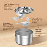 Stainless Steel Cat Water Fountain – Pet Drinking Fountain with Water Level Window