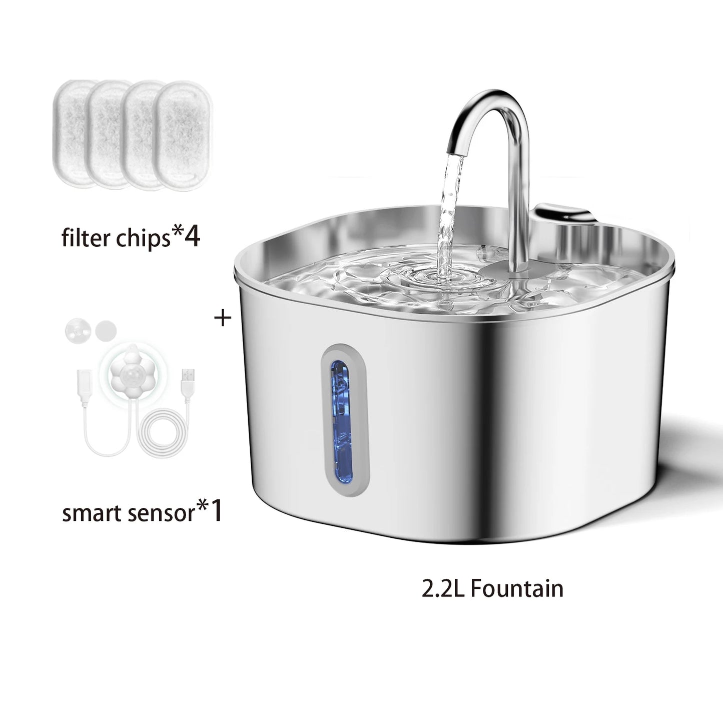 2.2L Stainless Steel Pet Fountain — product image 7 of 10