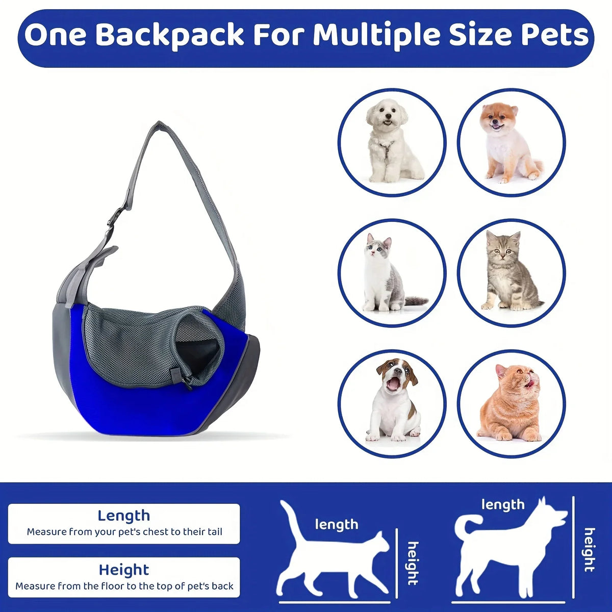 Hands-Free Pet Sling Carrier for Small Dogs & Cats – Breathable Mesh Crossbody Travel Bag