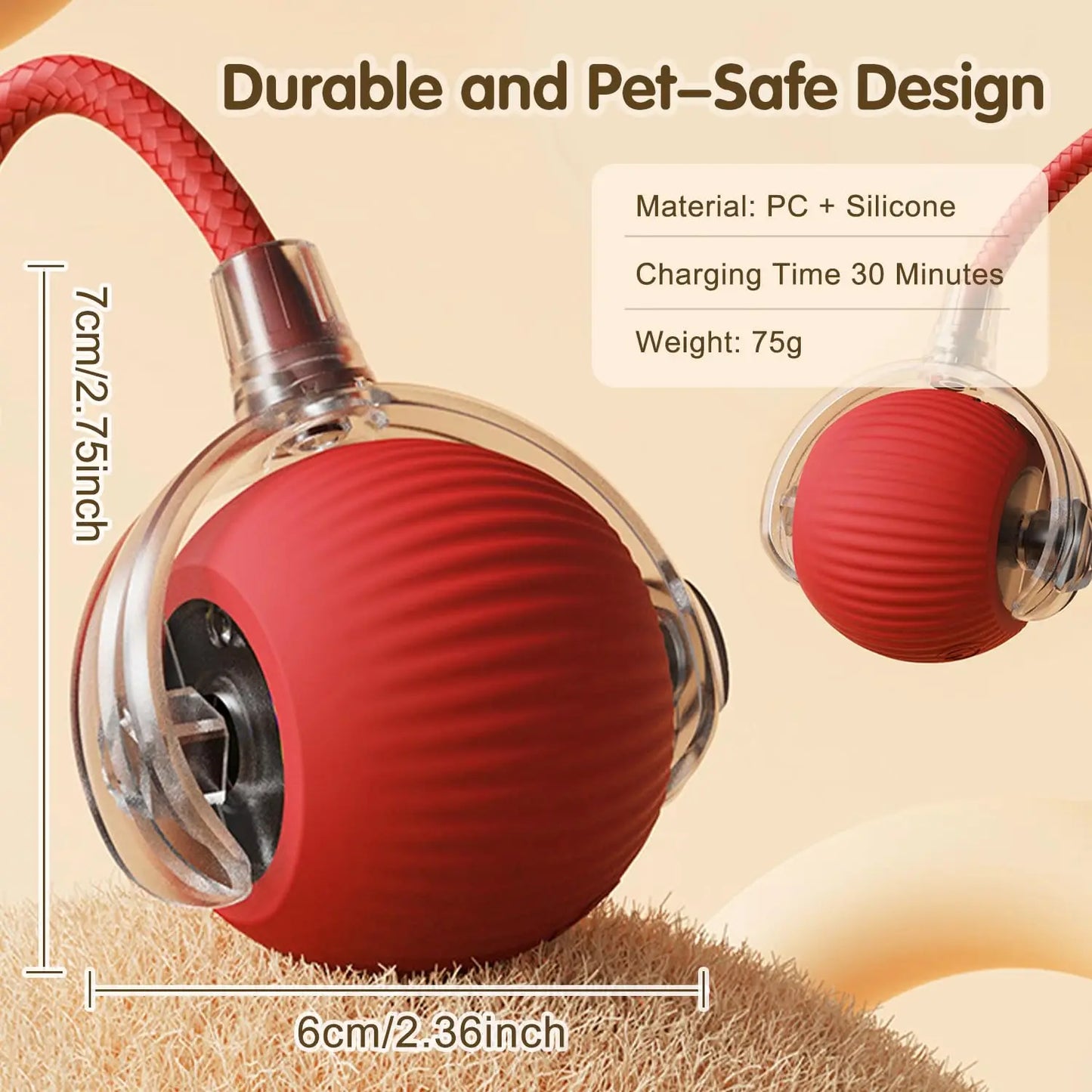 Cat Interactive Ball Toy Automatic Rolling Ball — detail view for cats