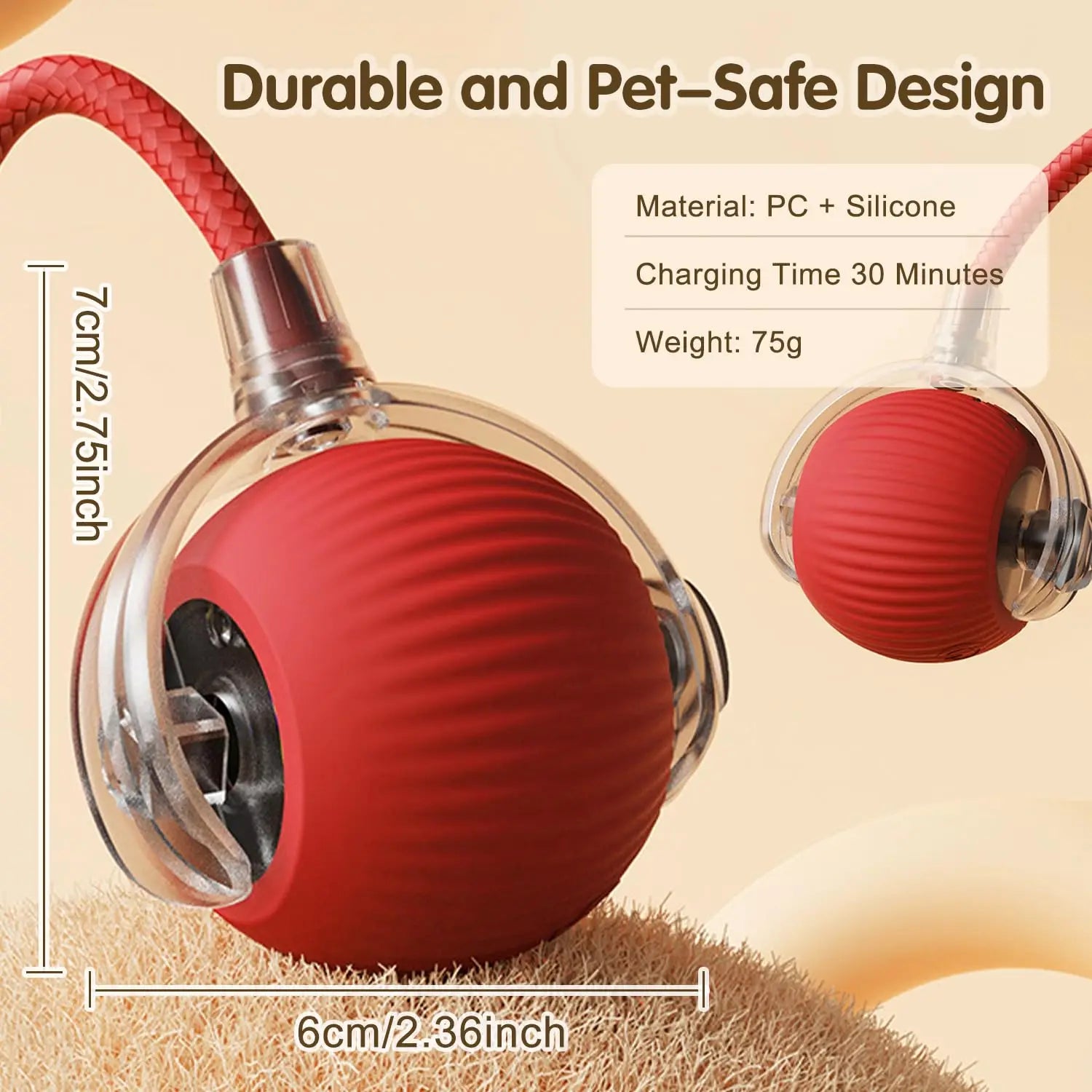 Cat Interactive Ball Toy Automatic Rolling Ball — detail view for cats