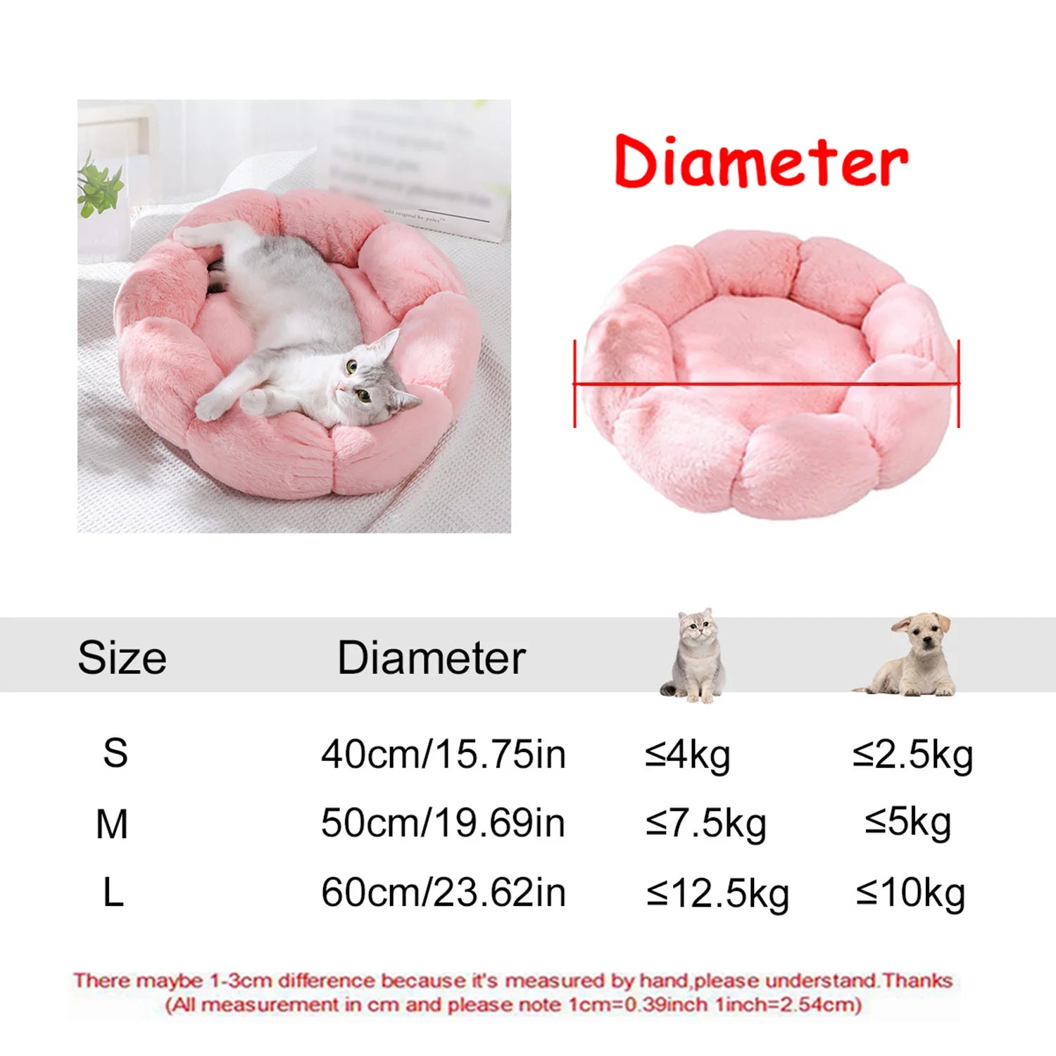 40-90cm 6 Sizes Round Pet Bed For Large Dog Bed — alternate color or size view for dogs and cats