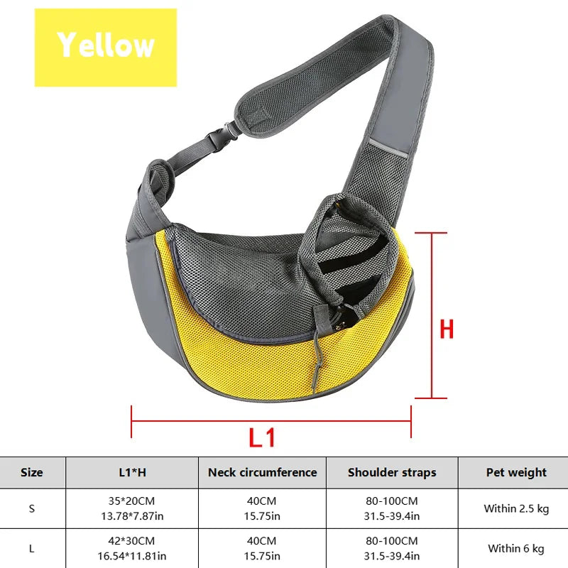Hands-Free Pet Sling Carrier for Small Dogs & Cats – Breathable Mesh Crossbody Travel Bag