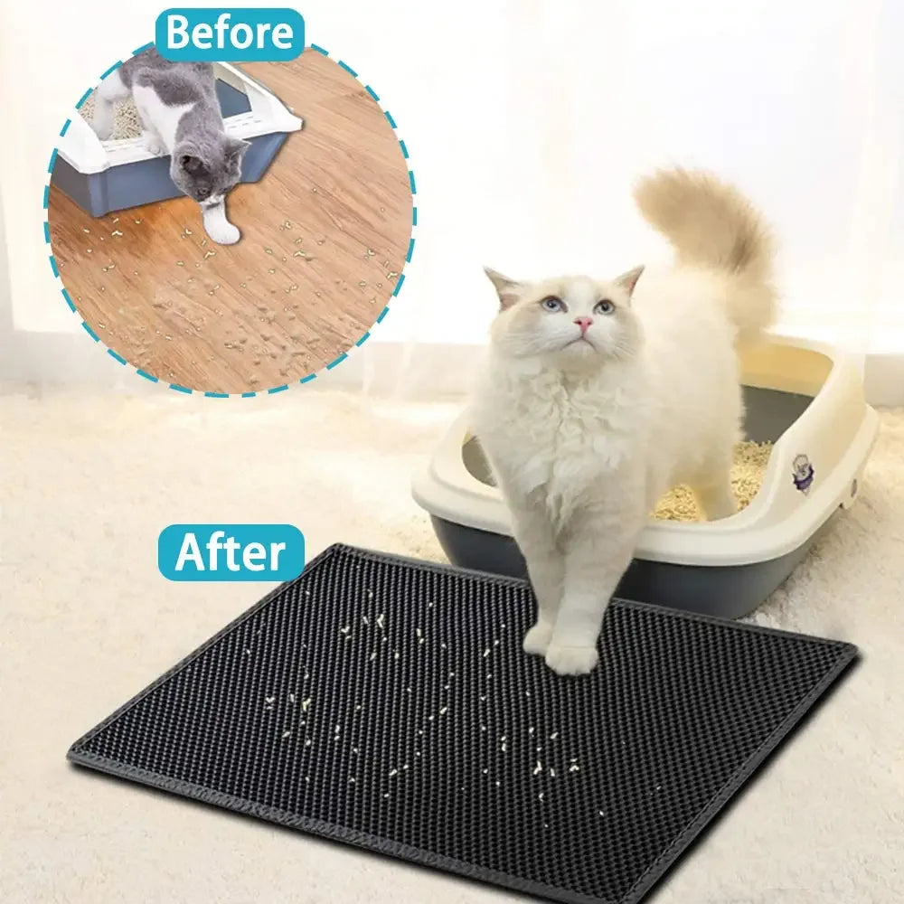 Cat Litter Mat With Gift Double Layer Waterproof — detail view for cats
