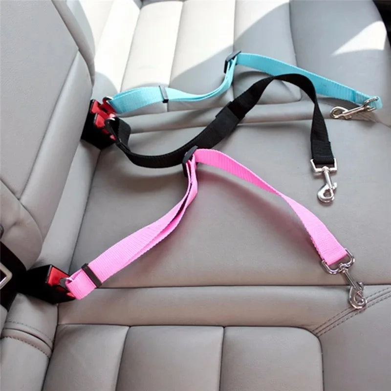 Adjustable Dogs Accessoires Pet Cat Dog Car Seat Belt Pet Seat Vehicle Dog Harness Lead Clip Safety Lever Traction Dog Collars — imagem 2