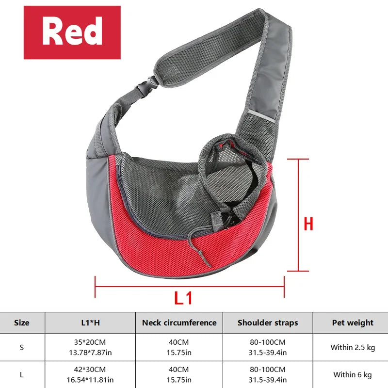 Hands-Free Pet Sling Carrier for Small Dogs & Cats – Breathable Mesh Crossbody Travel Bag