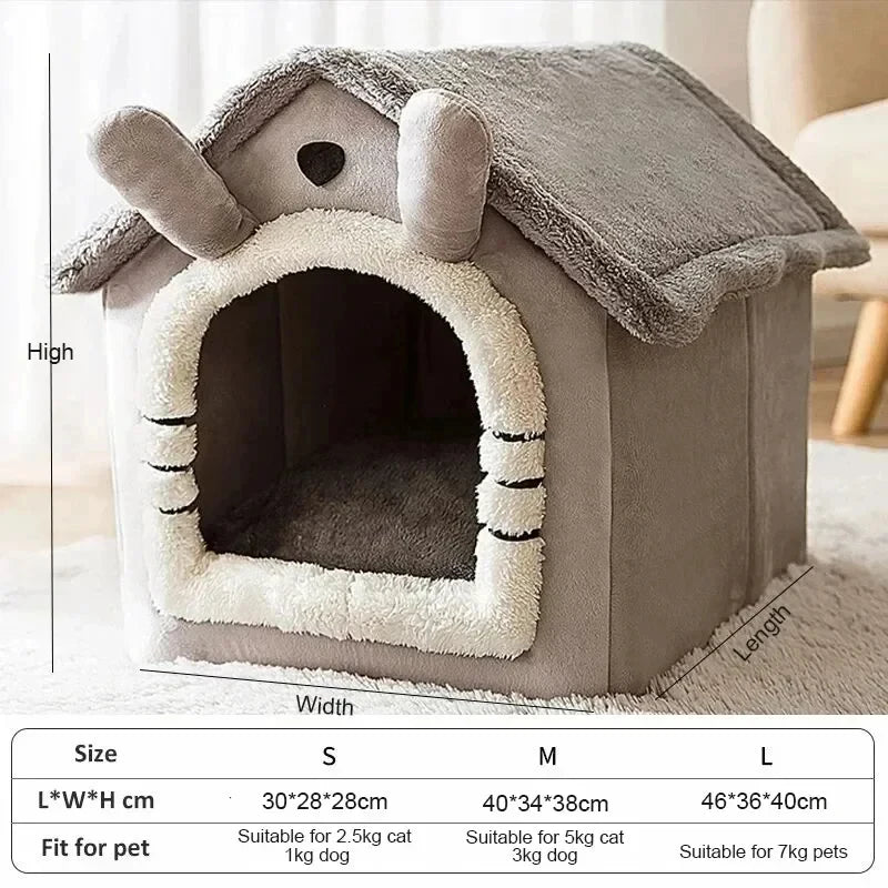 Indoor Warm Soft Pet House Bed Tent & Kennel — detail view for dogs and cats