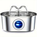 3.2L Stainless Steel Cat Water Fountain – Continuous Flow Pet Drinking Fountain with Water Level Window