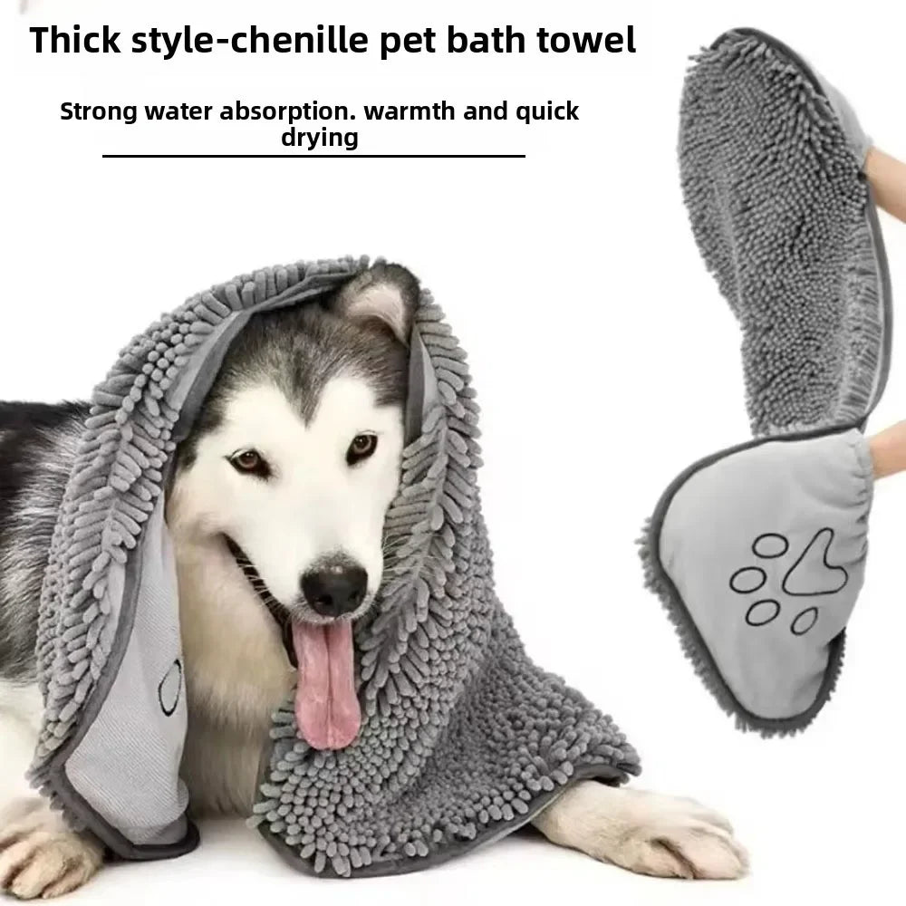 1Pcs Super Absorbent Pet Bath Towel Quick-drying Cat Towels Convenient Soft Bath Robe Dry Pet Cleaning Washcloth Dog Accessories — imagem 2