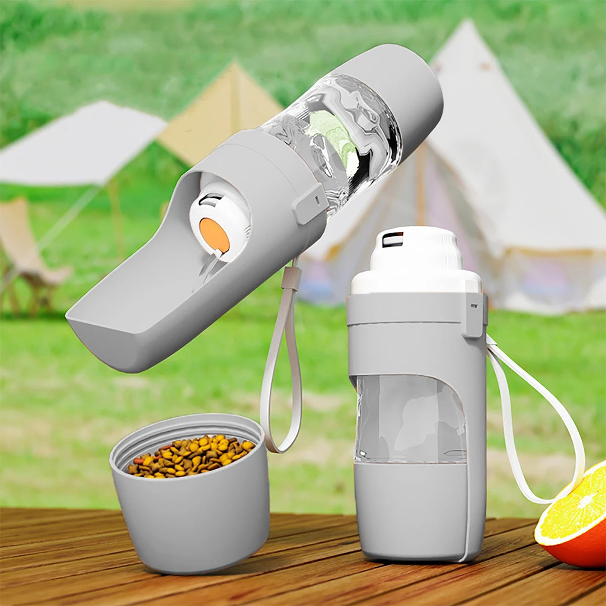 Portable Dog Cat Water Bottle with Storage Food and Water Container for Puppy Pets dogs Feeder Bowl Outdoor Travel Pet supplies — imagem 1