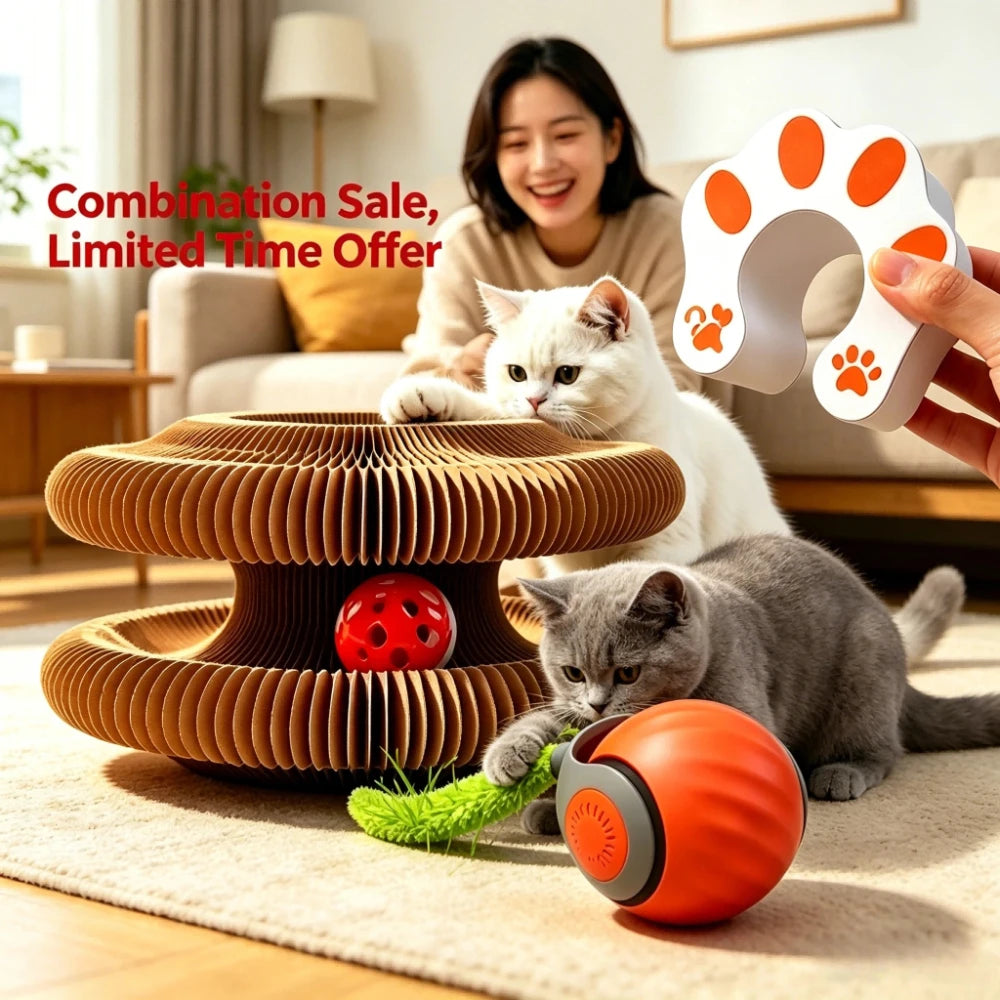 Buy Cat Scratcher Get Free Rolling Ball Toy 2 In 1 Interactive Puzzle Play Set Indoor Kitten Mental Exercise Enrichment Toy Fast Shipping From US Warehouse — imagem 2