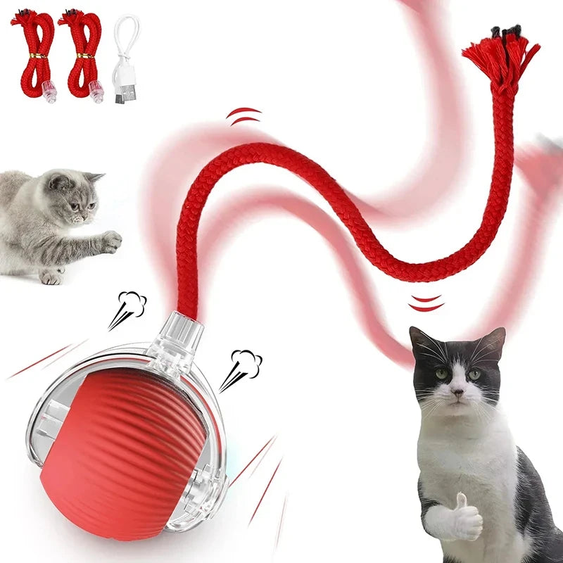 Rechargeable Automatic Rolling Ball Cat Toy – Fake Tail, Imitate Mouse, Electric Interactive for Cats & Dogs — imagem 5