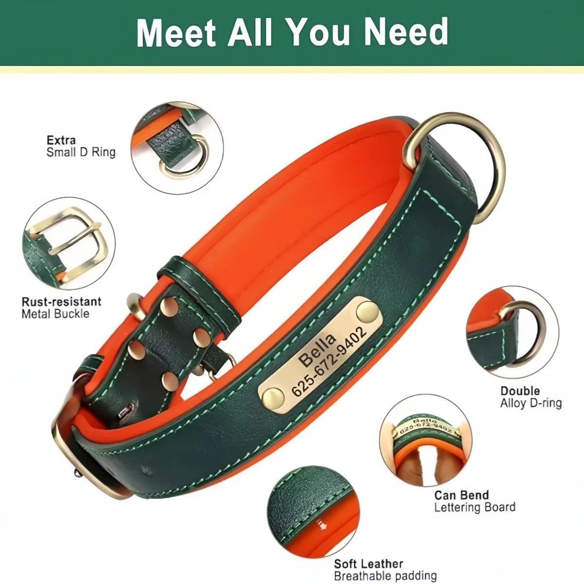 dog collar: side angle (CellosPets)