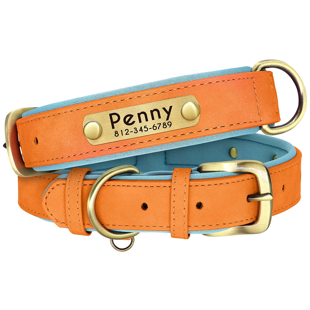 Customized pu Leather Nameplate Dog Collar Soft — secondary detail for dogs