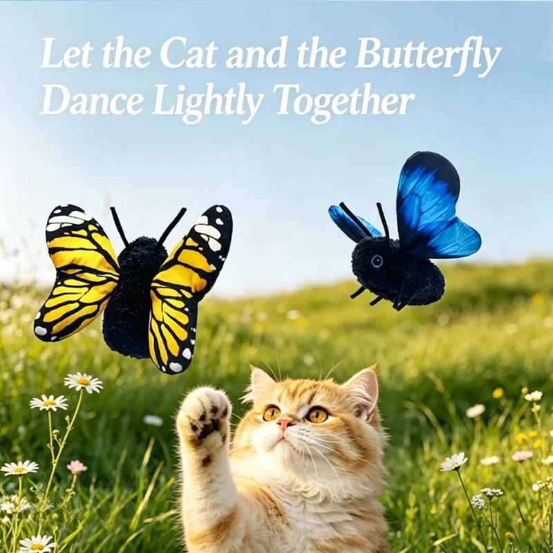 Interactive Butterfly Cat Toy – Rechargeable Fluttering Wings, 3-Pack