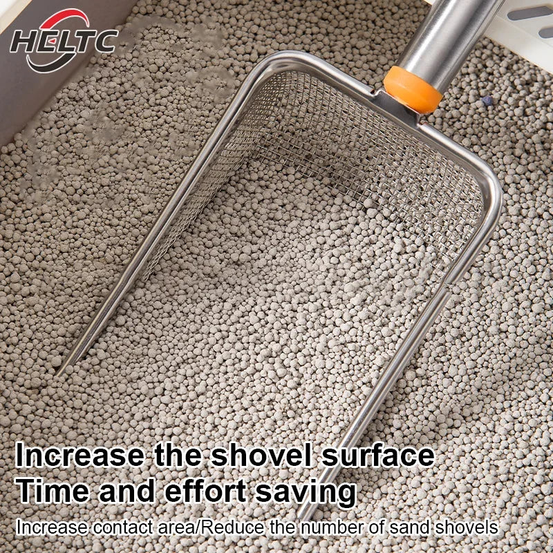 Stainless Steel Fine Mesh Cat Litter Scoop Easy — in-use context for cats