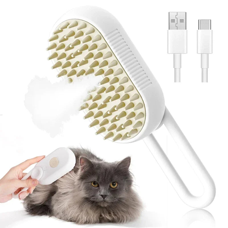 Pet Steam Brush Cat Dog Cleaning Steamy Spray — in-use context for dogs and cats