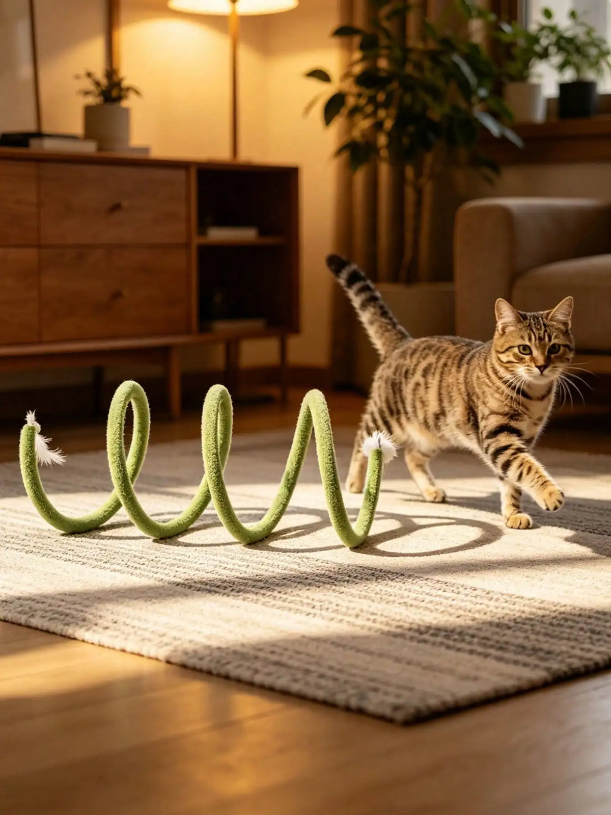 Flexible Spiral Cat Tunnel Toy with Bell – Foldable Interactive Cat Toy for Indoor Exercise & Self-Play