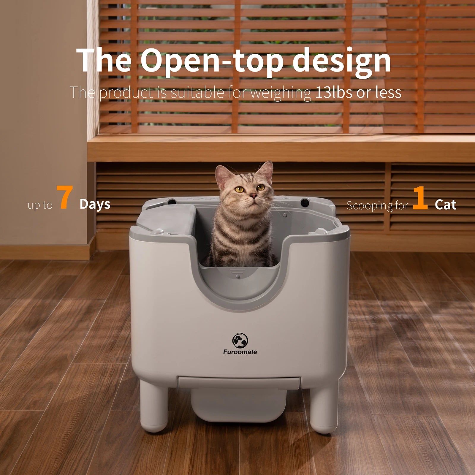 f6 Self-Cleaning Litter Box - Open-Top Automatic — detail view for cats