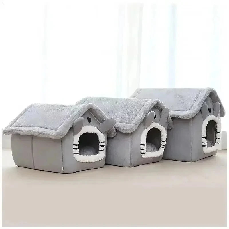 Indoor Warm Soft Pet House Bed Tent & Kennel — in-use context for dogs and cats