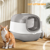 Switchable Open/Semi-Enclosed Cat Litter Box, Extra Large Jumbo Size for Multi-Cat Households, Splash-Proof and Anti-Tracking, Dual-Mode Over-the-Top Litter Pan, Low-Entry for Easy Cleaning，Suitable for cats of different sizes — imagem 2