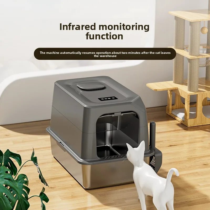 Automatic Self Cleaning Cat Litter Box Large — in-use context for cats
