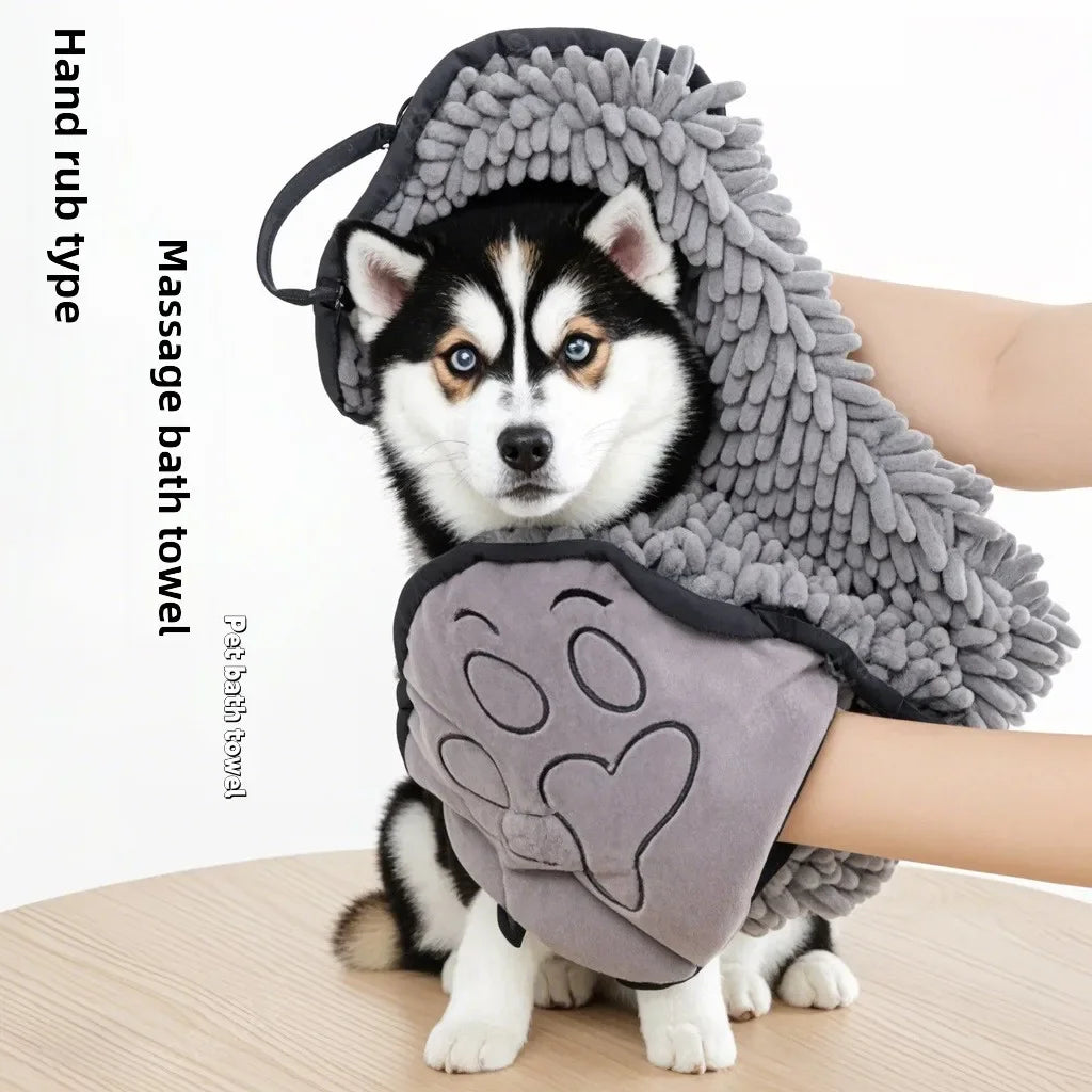 1Pcs Super Absorbent Pet Bath Towel Quick-drying Cat Towels Convenient Soft Bath Robe Dry Pet Cleaning Washcloth Dog Accessories — imagem 4