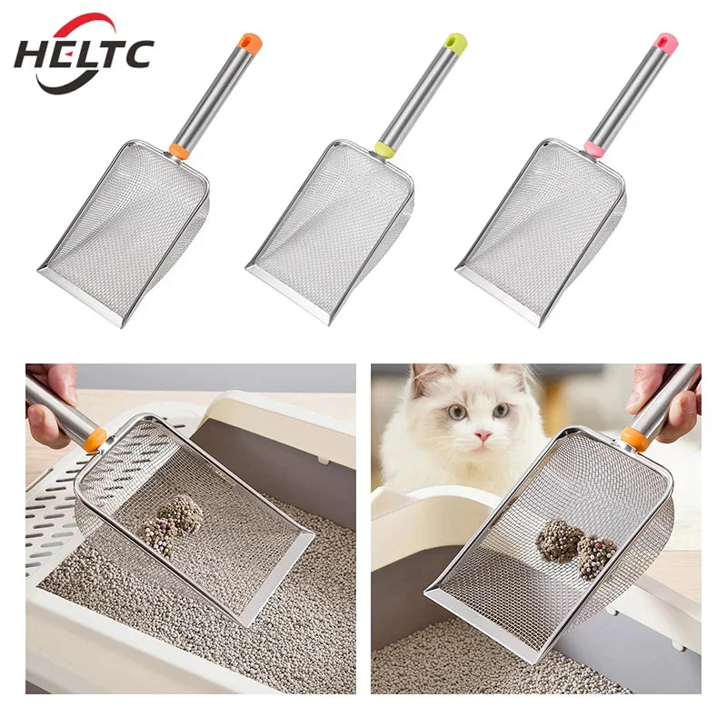 Stainless Steel Fine Mesh Cat Litter Scoop Easy — detail view for cats