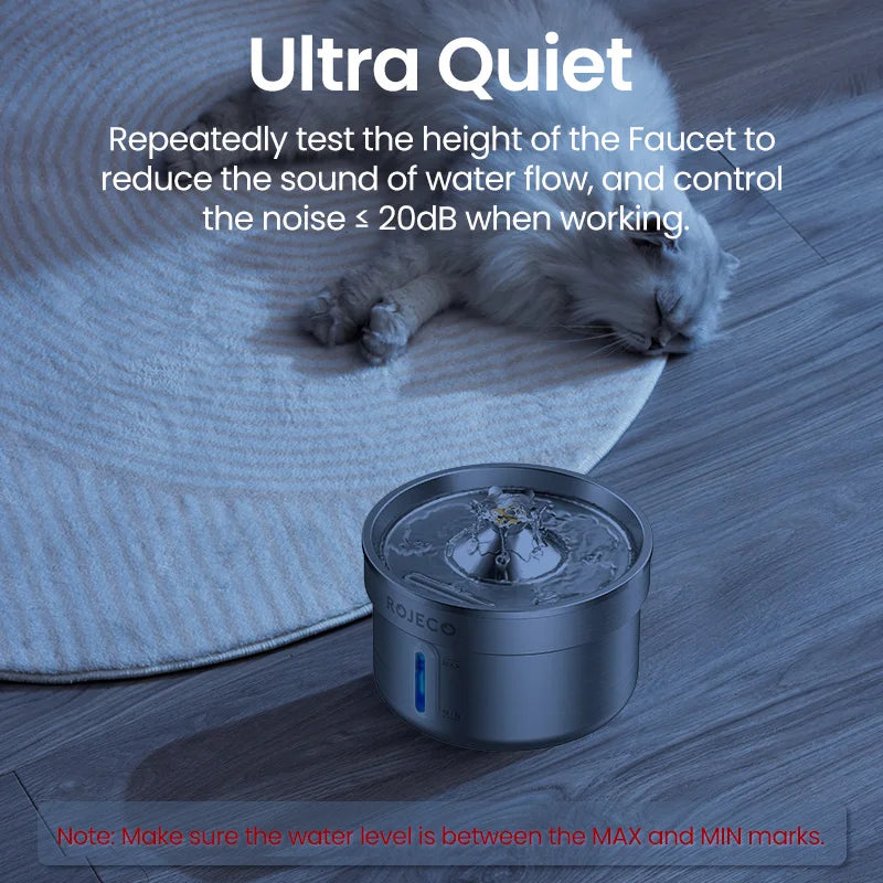 Stainless Steel Cat Water Fountain – Pet Drinking Fountain with Water Level Window